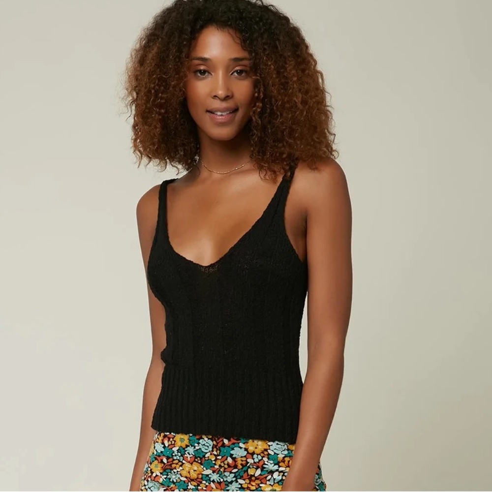 O’NEILL Runaround Black Sweater Knit Tank Top Black Medium M